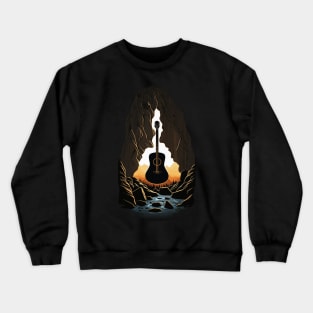 Retro Guitar Gift Guitarist Rock Concert Festival Guitar Crewneck Sweatshirt